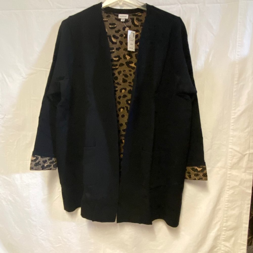 NWT Avenue Leopard accented Coat Coatigan size 26/28